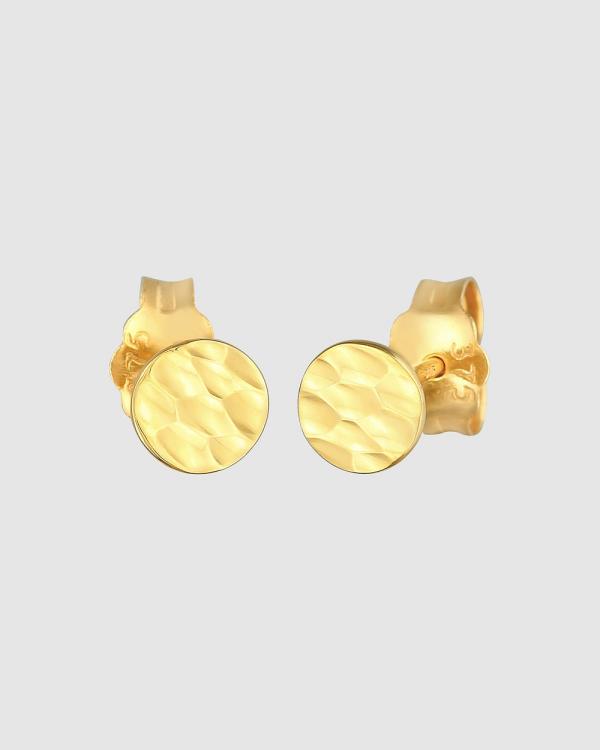 Elli Jewelry -  Earrings Studs Hammered Circle Round Basic in 375 Yellow Gold - Jewellery (Gold) Earrings Studs Hammered Circle Round Basic in 375 Yellow Gold