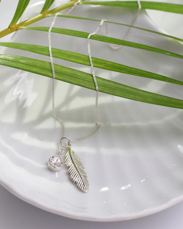 Elli Jewelry -  Necklace 925 Sterling Silver Crystal Feather - Jewellery (Silver) Necklace 925 Sterling Silver Crystal Feather