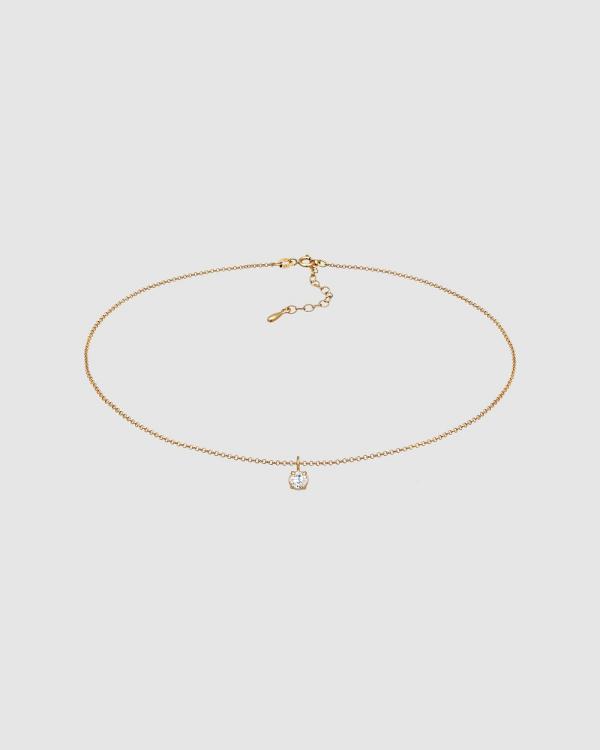 Elli Jewelry -  Necklace Choker Zirconia Solitaire Basic in 925 Sterling Silver Gold Plated - Jewellery (Gold) Necklace Choker Zirconia Solitaire Basic in 925 Sterling Silver Gold Plated