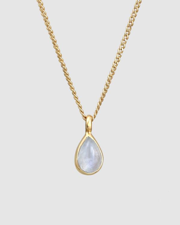 Elli Jewelry -  Necklace Drop Pendant Elegant with Moonstone in 925 Sterling Silver Gold Plated - Jewellery (Gold) Necklace Drop Pendant Elegant with Moonstone in 925 Sterling Silver Gold Plated