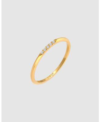 Elli Jewelry -  Ring Band Elegant Fine with Diamonds(0.025 ct) in 375 Gold - Jewellery (white) Ring Band Elegant Fine with Diamonds(0.025 ct) in 375 Gold