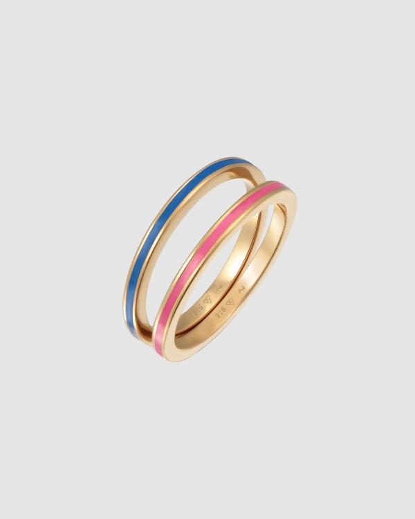Elli Jewelry -  Ring Band Set Basic with Enamel Blue in 925 Sterling Silver Gold Plated - Jewellery (multi) Ring Band Set Basic with Enamel Blue in 925 Sterling Silver Gold Plated