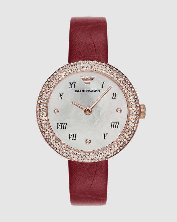 Emporio Armani - Burgundy Analogue Watch - Watches (ROSE GOLD) Burgundy Analogue Watch