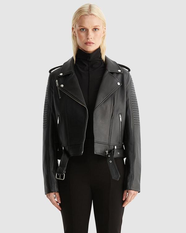 ENA PELLY - Classic Leather Biker Jacket 2.0 - Coats & Jackets (Black) Classic Leather Biker Jacket 2.0