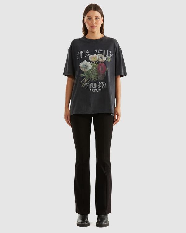 ENA PELLY - Luna Oversized Tee Floral - T-Shirts & Singlets (Vintage Black) Luna Oversized Tee Floral