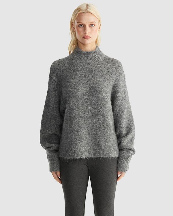 ENA PELLY - Nicola Mohair Knit Jumper - Jumpers & Cardigans (Charcoal) Nicola Mohair Knit Jumper