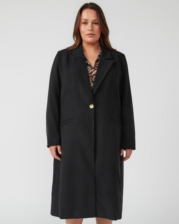 Estelle - Long Line Coat - Trench Coats (Black) Long Line Coat