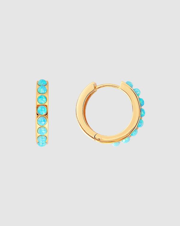FAIRLEY - Blue Opal Crystal Midi Hoops - Jewellery (Gold) Blue Opal Crystal Midi Hoops