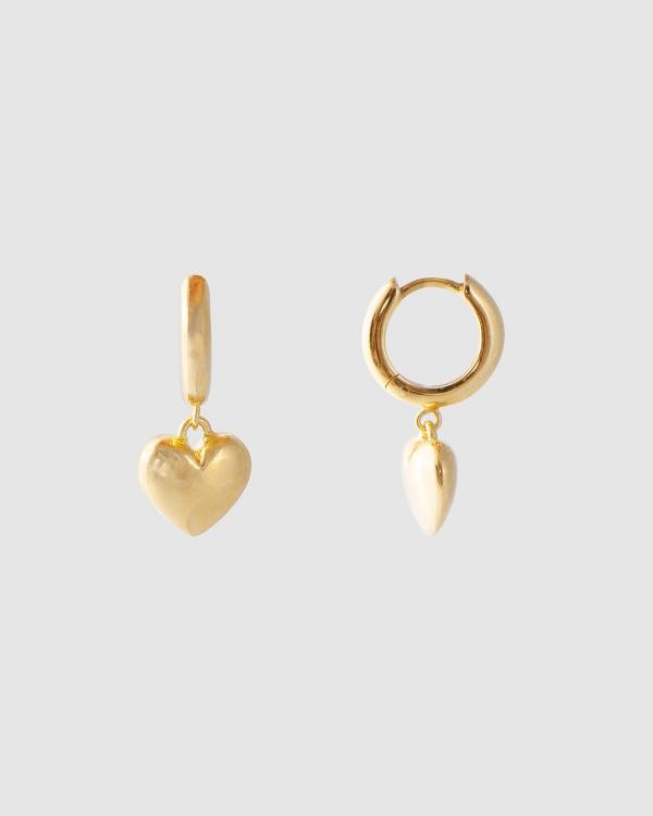 FAIRLEY - Puffed Heart Hoops - Jewellery (Gold) Puffed Heart Hoops