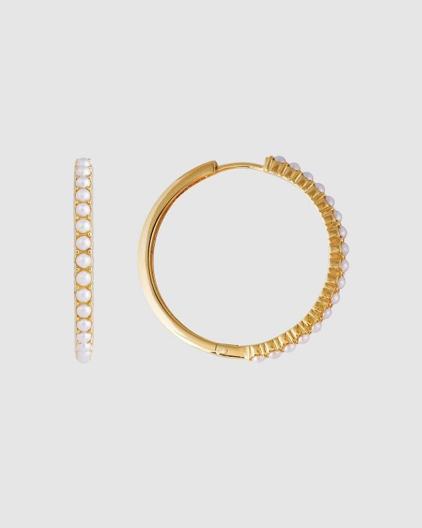 FAIRLEY - Slim Crystal Pearl XL Hoops - Jewellery (Gold) Slim Crystal Pearl XL Hoops