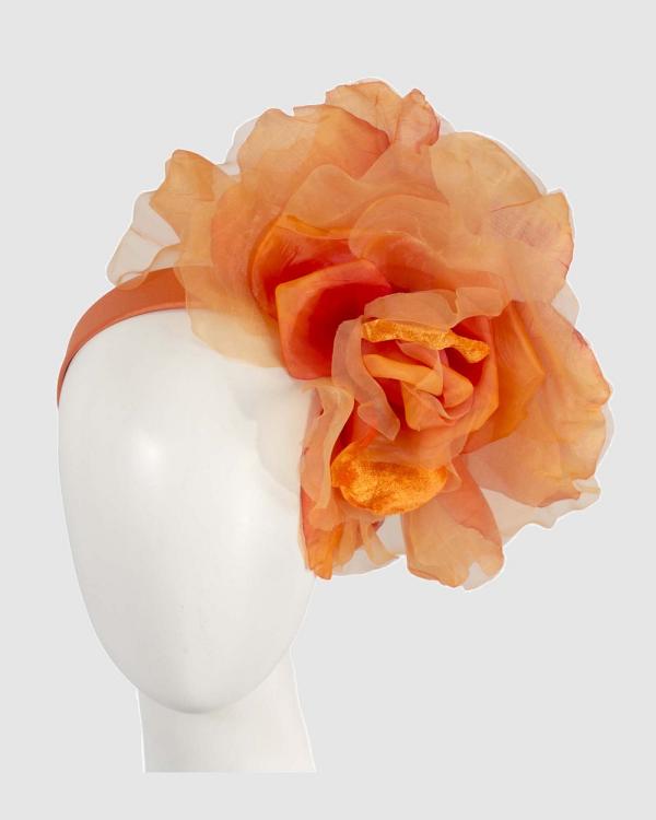 Fillies Collection - Large Orange Flower Fascinator Headband - Fascinators (Orange) Large Orange Flower Fascinator Headband
