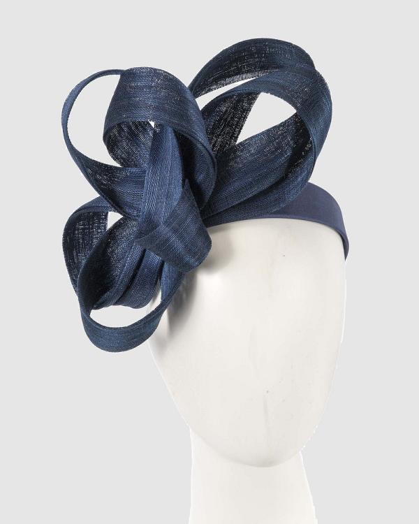Fillies Collection - Navy Abaca Loops Racing Fascinator - Fascinators (Navy) Navy Abaca Loops Racing Fascinator