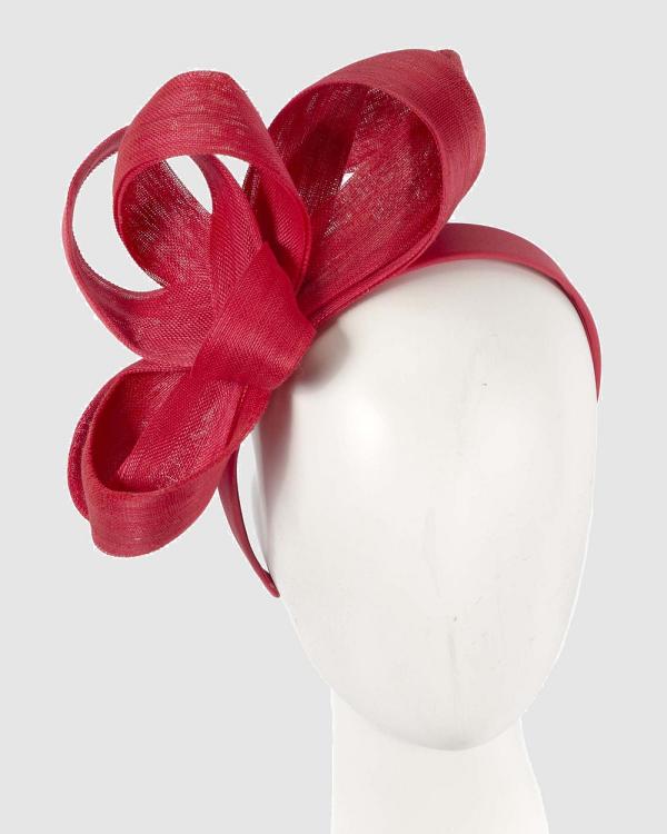 Fillies Collection - Red Abaca Loops Racing Fascinator - Fascinators (Red) Red Abaca Loops Racing Fascinator