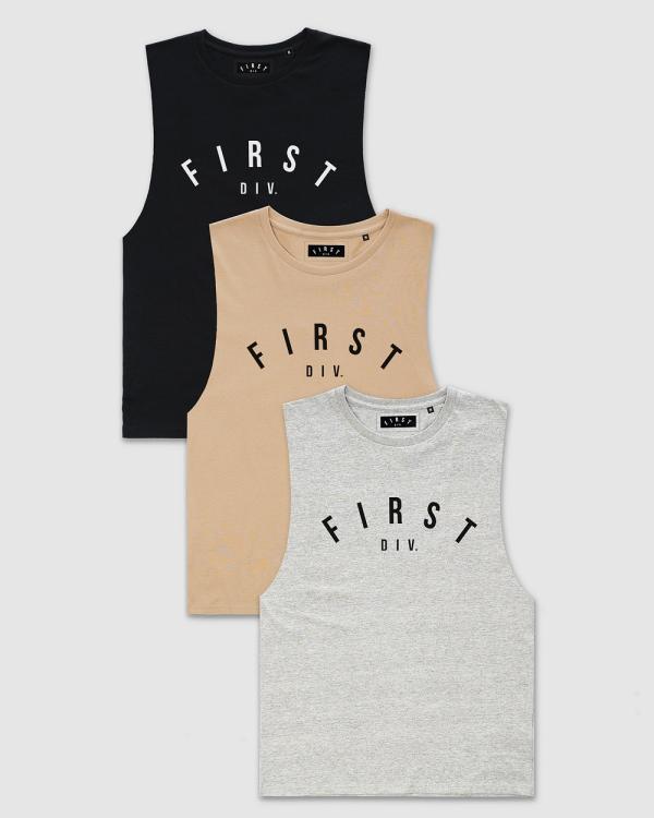 First Division - 3 Pack Core Logo Tank - Muscle Tops (Multi) 3-Pack Core Logo Tank