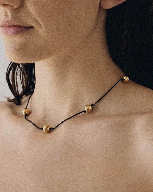 Flash Jewellery - Knotted Necklace - Jewellery (Gold Plated Brass & Black Nylon Cord) Knotted Necklace