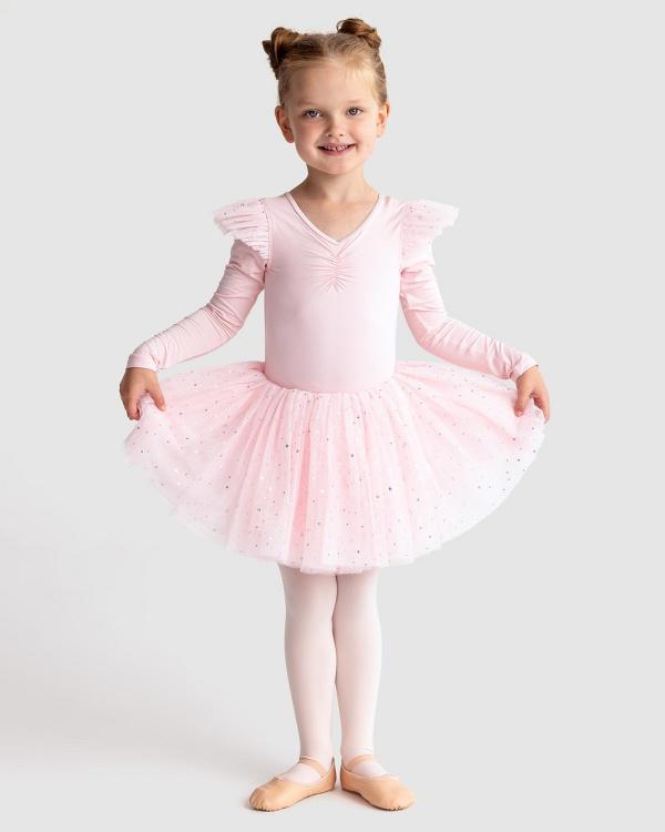 Flo Dancewear - Lisbet Long Sleeve Sequin Tulle Dress   Kids - Dresses (Pink) Lisbet Long Sleeve Sequin Tulle Dress - Kids