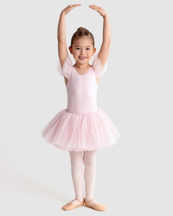Flo Dancewear - Mette Pearl Detail Frill Sleeve Tutu Dress   Kids - Dresses (Pink) Mette Pearl Detail Frill Sleeve Tutu Dress - Kids