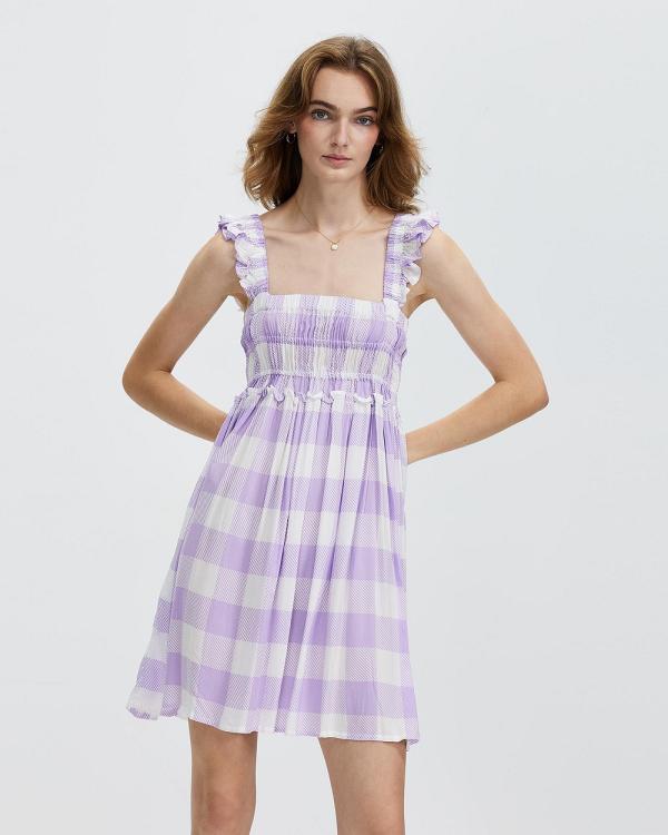 Florencia The Label - Fern Flutter Mini Dress - Printed Dresses (Lilac) Fern Flutter Mini Dress