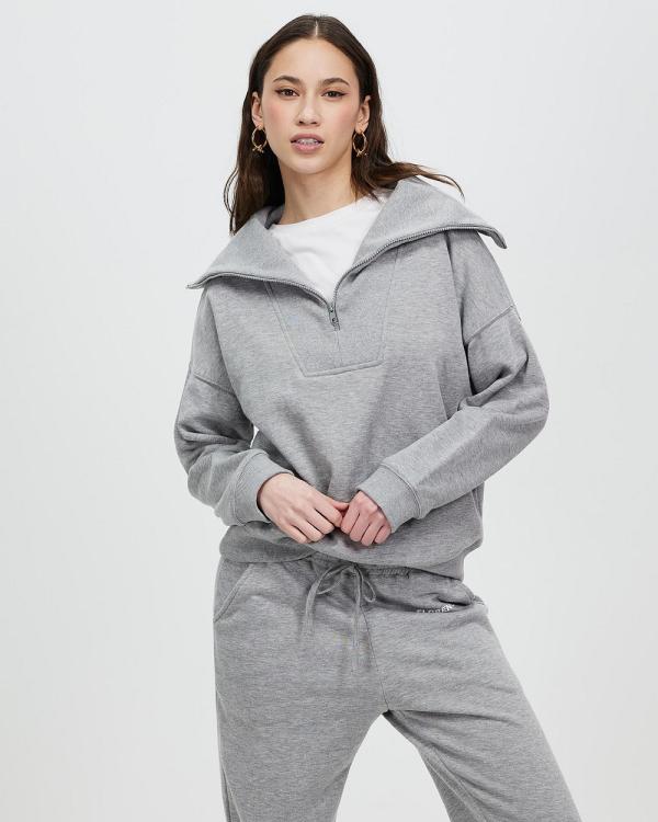 Florencia The Label - Le Jardin Zip Up Sweater - Sweats (Misty Grey) Le Jardin Zip Up Sweater