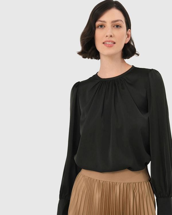 Forcast - Cameron Satin Blouse - Tops (Black) Cameron Satin Blouse