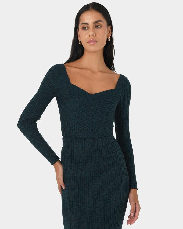 Forcast - Cienna Cross Over Knit Top - Tops (Teal) Cienna Cross Over Knit Top
