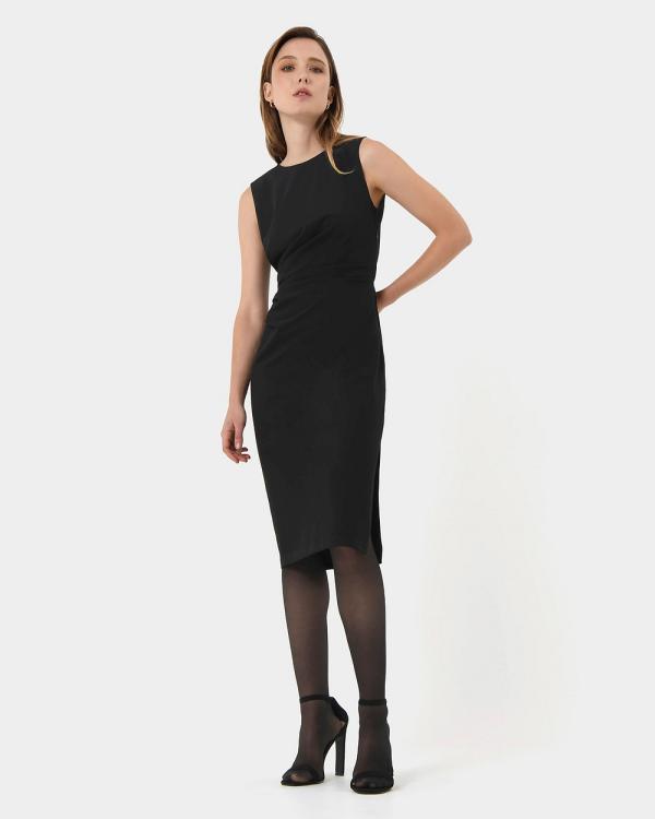 Forcast - Faith Side Pleated Midi Dress - Bodycon Dresses (Black) Faith Side Pleated Midi Dress