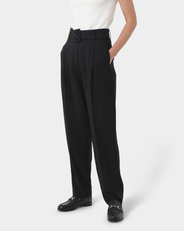 Forcast - Hazel Belted Tapered Pant - Pants (Black) Hazel Belted Tapered Pant