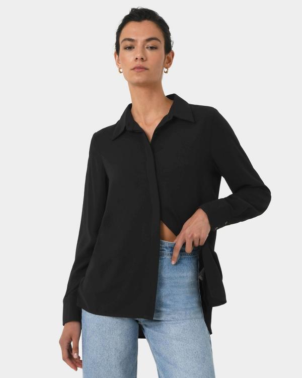 Forcast - Kevin Relax Fit Crepe Shirt - Shirts & Polos (Black) Kevin Relax Fit Crepe Shirt