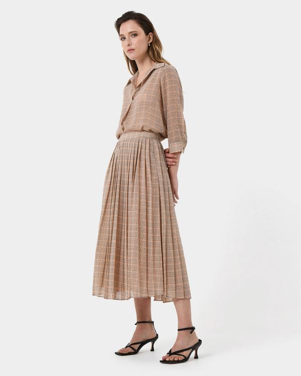 Forcast - Martina Check Pleated Skirt - Pleated skirts (Multi) Martina Check Pleated Skirt