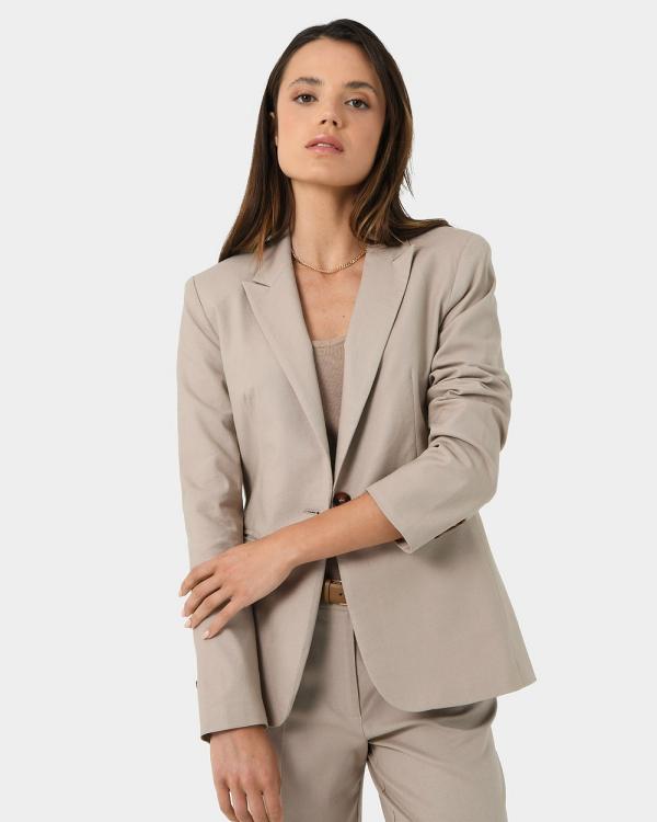 Forcast - Mollie Linen Blend Blazer - Suits & Blazers (Sand Beige) Mollie Linen Blend Blazer