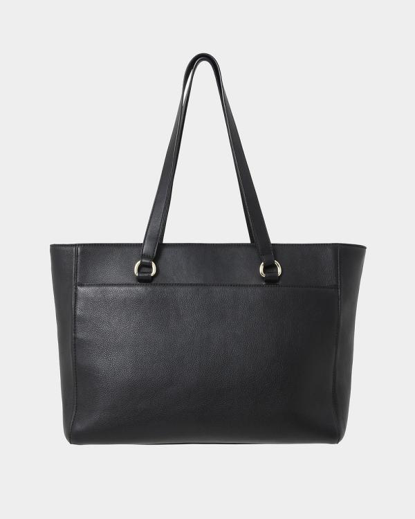 Forcast - Valerie Leather Tote Bag - Bags (Black) Valerie Leather Tote Bag