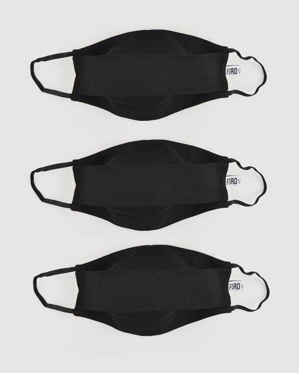 Ford Millinery - 3 Pack Reusable Fabric Face Masks (Black) - Face Masks (Black) 3 Pack Reusable Fabric Face Masks (Black)