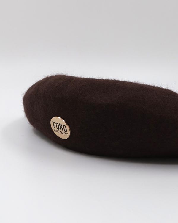Ford Millinery - Emily Beret - Hats (Brown) Emily Beret