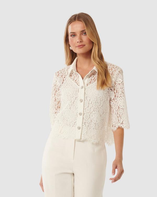 Forever New - Ilah Lace Crop Shirt - Cropped tops (White) Ilah Lace Crop Shirt