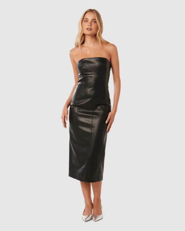 Forever New - Sabrina Vegan Leather Strapless Midi Dress - Bridesmaid Dresses (black) Sabrina Vegan Leather Strapless Midi Dress