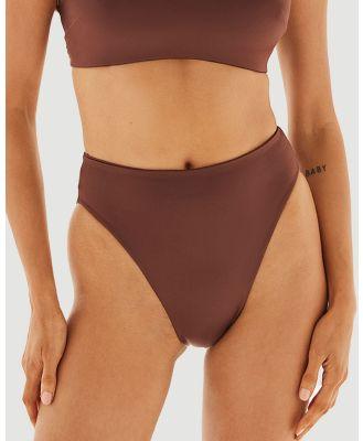 Form and Fold - The 90s Rise High Waisted Bottom - Bikini Bottoms (Brown) The 90s Rise High Waisted Bottom