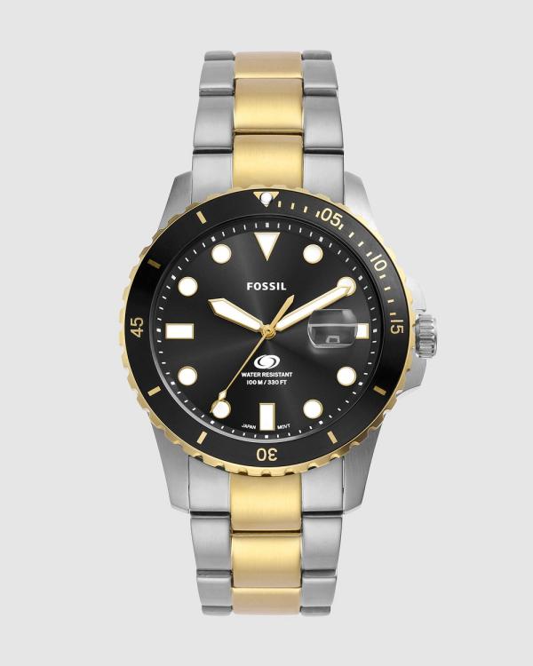 Fossil - Fossil Blue Dive Two Tone Analogue Watch - Watches (Black) Fossil Blue Dive Two Tone Analogue Watch