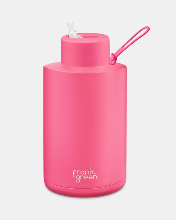 Frank Green - 68oz Stainless Steel Ceramic Reusable Bottle with Straw Lid Neon Pink - Home (Neon Pink) 68oz Stainless Steel Ceramic Reusable Bottle with Straw Lid Neon Pink