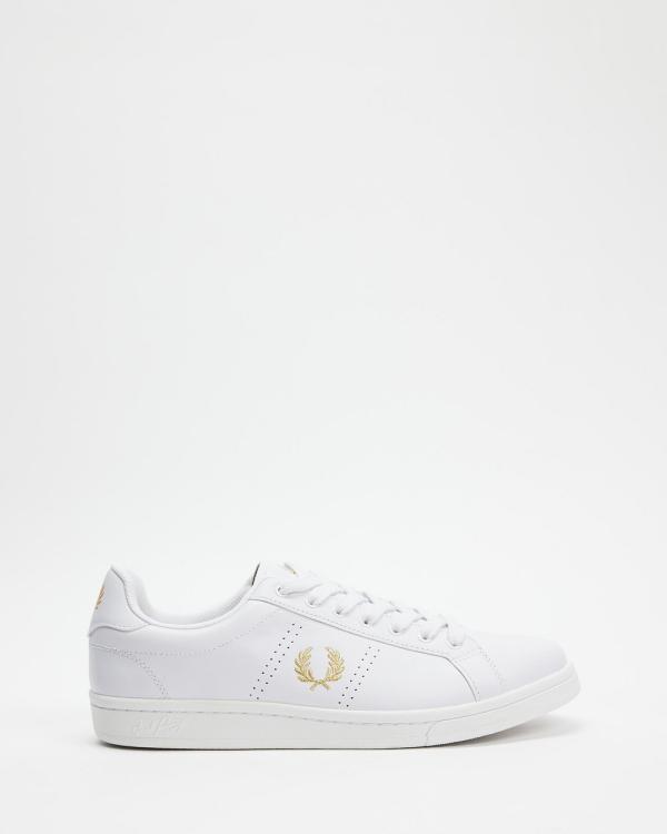 Fred Perry - B721 Leather Sneakers   Unisex - Sneakers (White & Metallic Gold) B721 Leather Sneakers - Unisex