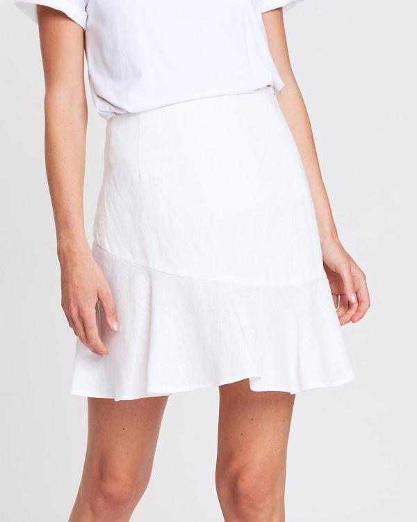 FRIEND of AUDREY - Nico Linen Mini Skirt - Skirts (White) Nico Linen Mini Skirt