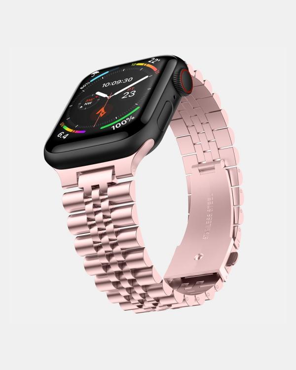 Friendie - Stainless Steel Link Bracelet Band   The Perth   Apple Watch Compatible - Fitness Trackers (Rose Gold) Stainless Steel Link Bracelet Band - The Perth - Apple Watch Compatible