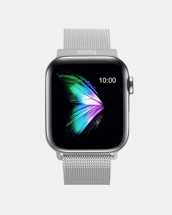 Friendie - Stainless Steel Woven Mesh Loop Band   The Melbourne    Apple Watch Compatible - Fitness Trackers (Stainless Steel) Stainless Steel Woven Mesh Loop Band - The Melbourne -  Apple Watch Compatible
