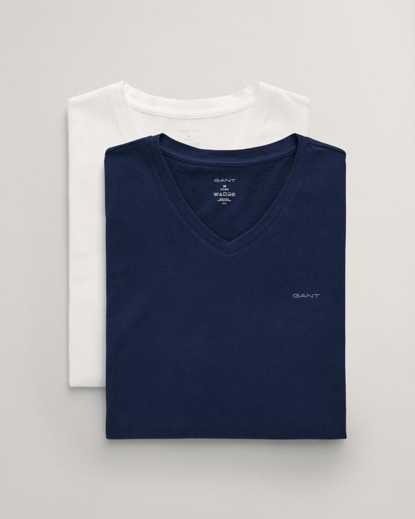 Gant - 2 Pack V Neck T Shirts - Sleepwear (NAVY / WHITE) 2-Pack V-Neck T-Shirts