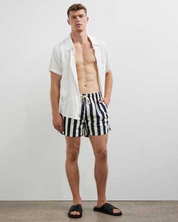 Gant - CF Block Stripe Swim Shorts - Swimwear (Evening Blue) CF Block Stripe Swim Shorts