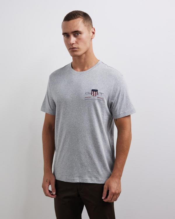 Gant - Embroidered Archive Shield T Shirt - T-Shirts & Singlets (Grey Melange) Embroidered Archive Shield T-Shirt