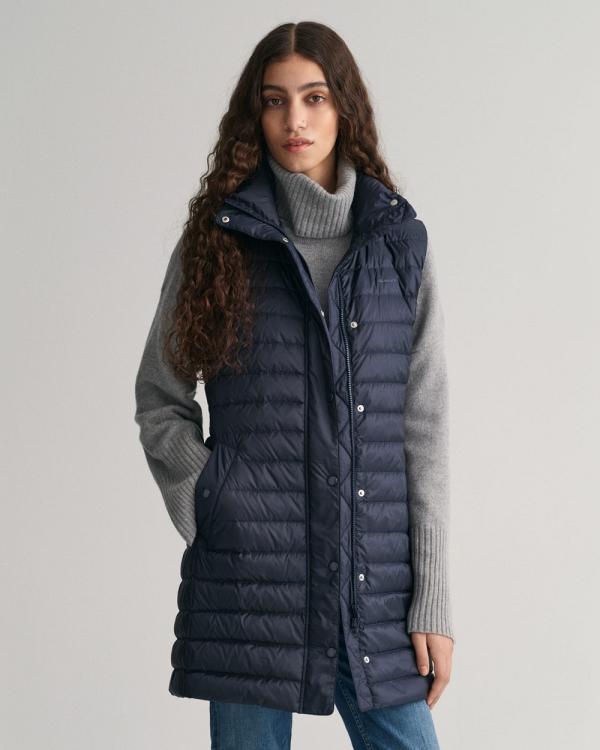 Gant - Light Down Long Vest - Coats & Jackets (EVENING BLUE) Light Down Long Vest