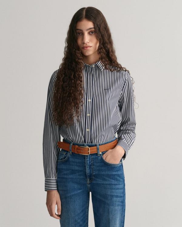 Gant - Regular Fit Striped Poplin Shirt - Shirts & Polos (CLASSIC BLUE) Regular Fit Striped Poplin Shirt