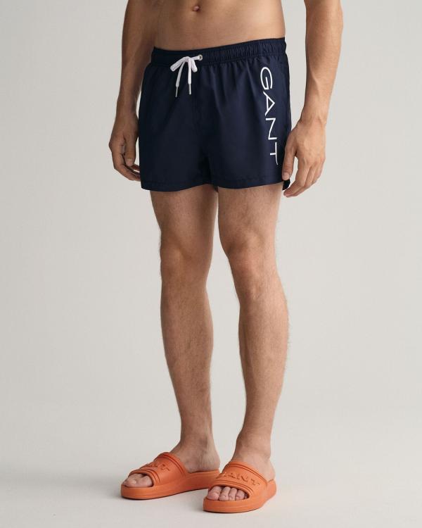 Gant - Short Cut Logo Lightweight Swim Shorts - Swimwear (MARINE) Short Cut Logo Lightweight Swim Shorts