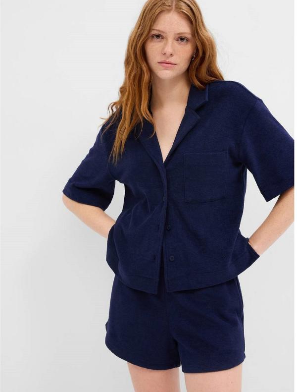 Gap - Relaxed Towel Terry Shirt Top - Casual shirts (NAVY) Relaxed Towel Terry Shirt Top