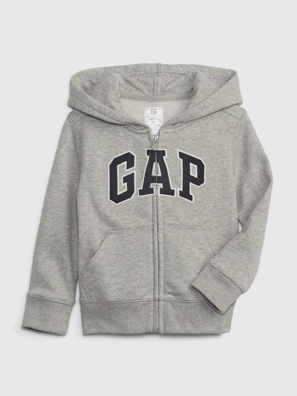 Gap - Toddler Boy Logo Full Zip Hoodie - Sweats (GREY) Toddler Boy Logo Full Zip Hoodie